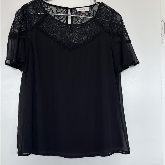 Calvin Klein Tops - Calvin Klein Black Lace Short Sleeve Top